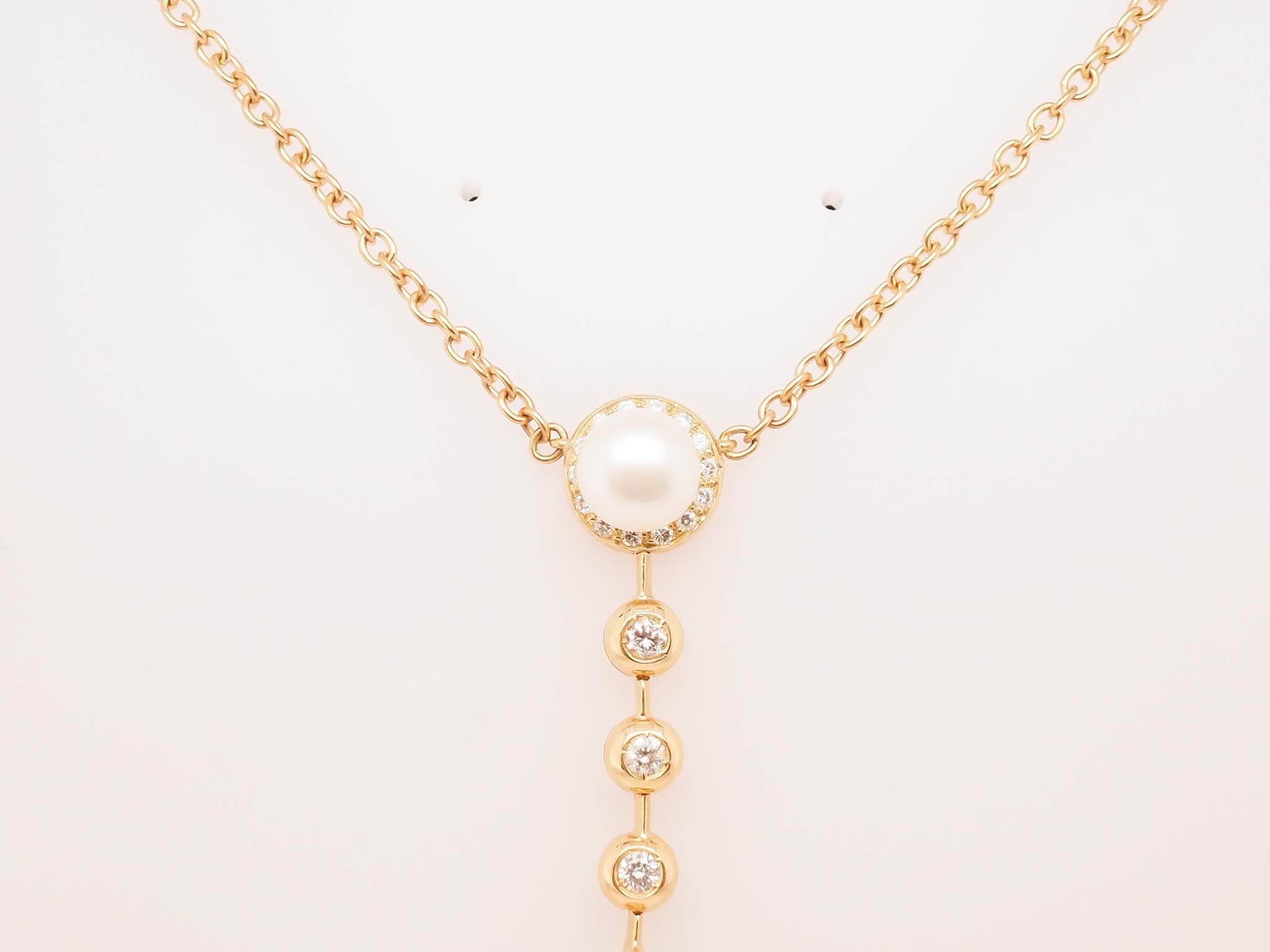 Pendentif en or jaune 18 carats avec diamant, perle et turquoise en vente 1