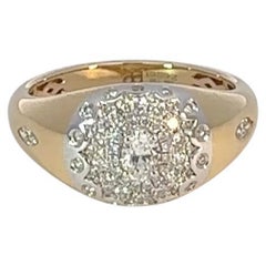 Bague Pinky en or jaune 18K et diamants