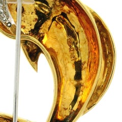 18k Yellow Gold Diamond Rainbow Enamel Work Flopping Diving Fish Pin Brooch