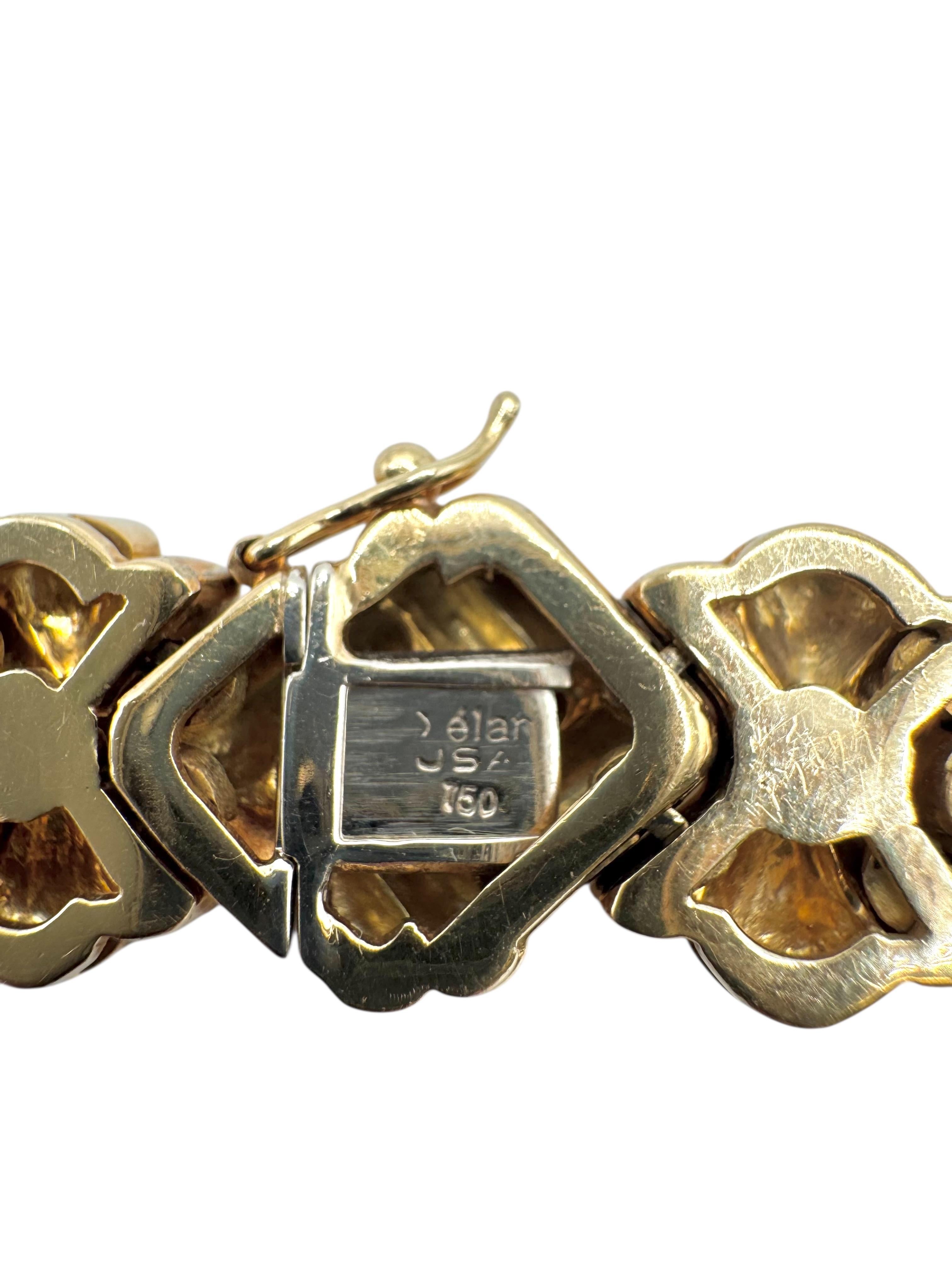 18K Yellow Gold & Diamond Ribbon Link Choker Necklace en Excelente estado para la venta en Great Neck Plaza, NY