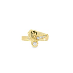 1995 Vintage Gordon Brothers 18K Gold Diamond Bypass Ring, 0.17 CTW