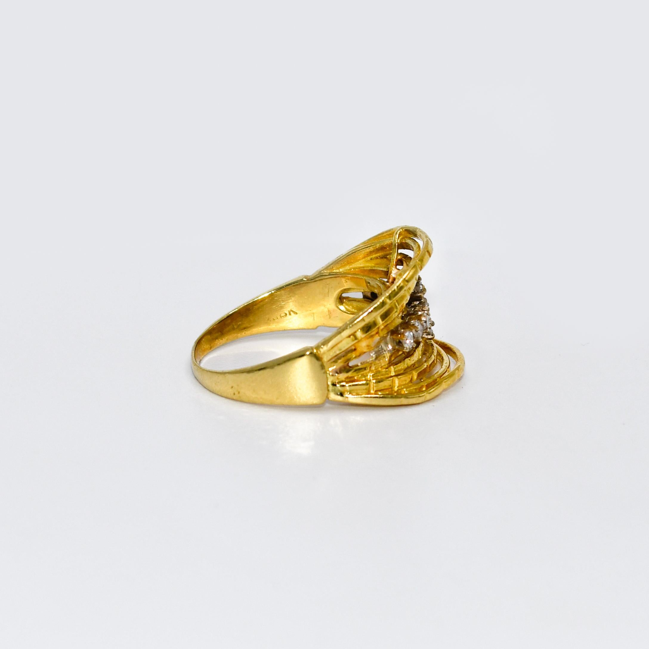 Single Cut 18k Yellow Gold Diamond Ring, 7.6gr For Sale