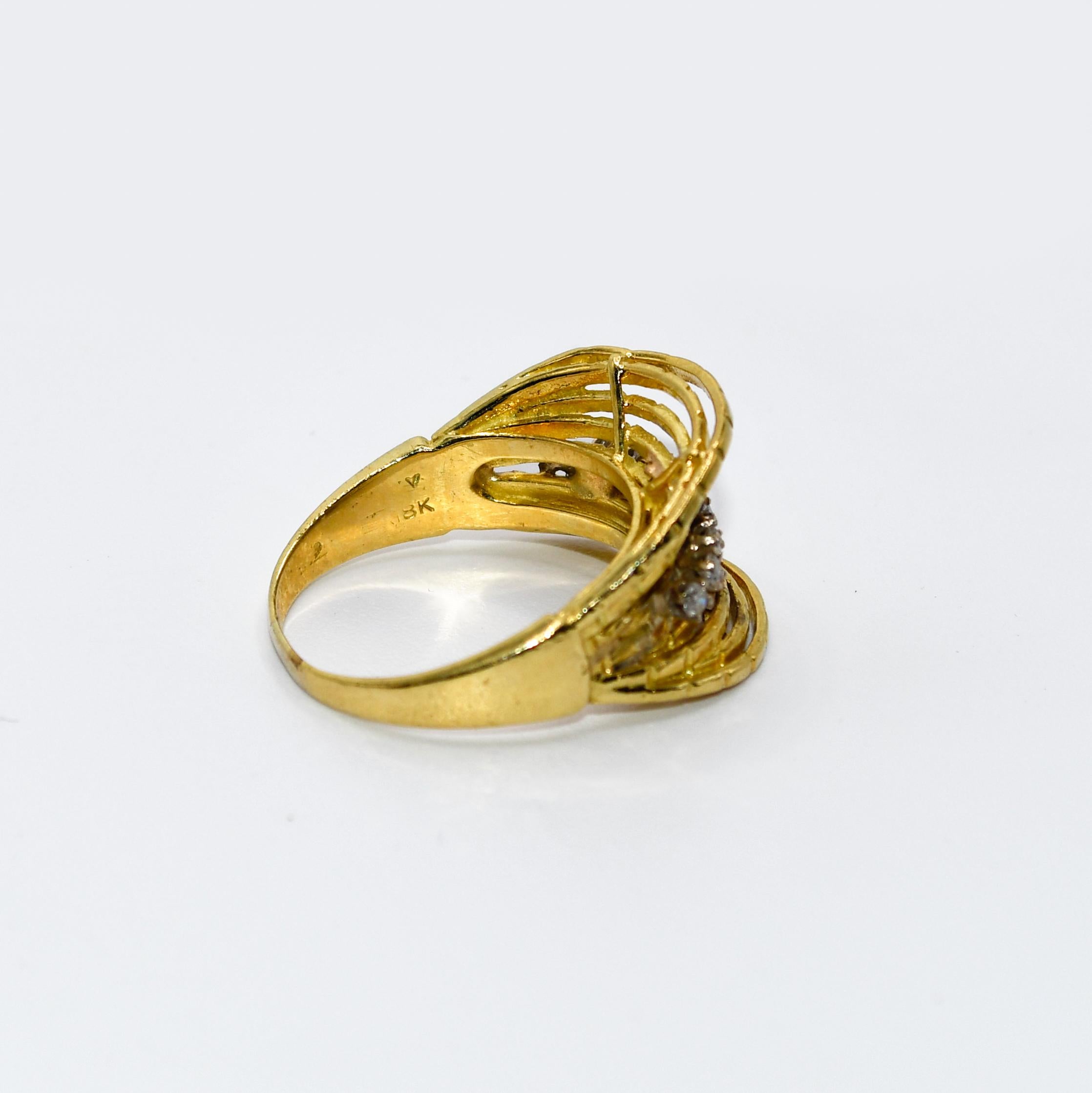 18k Yellow Gold Diamond Ring, 7.6gr For Sale 3