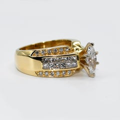 18K Yellow Gold Diamond Ring, .98ct, Marquise 1.98tdw, 11.8g