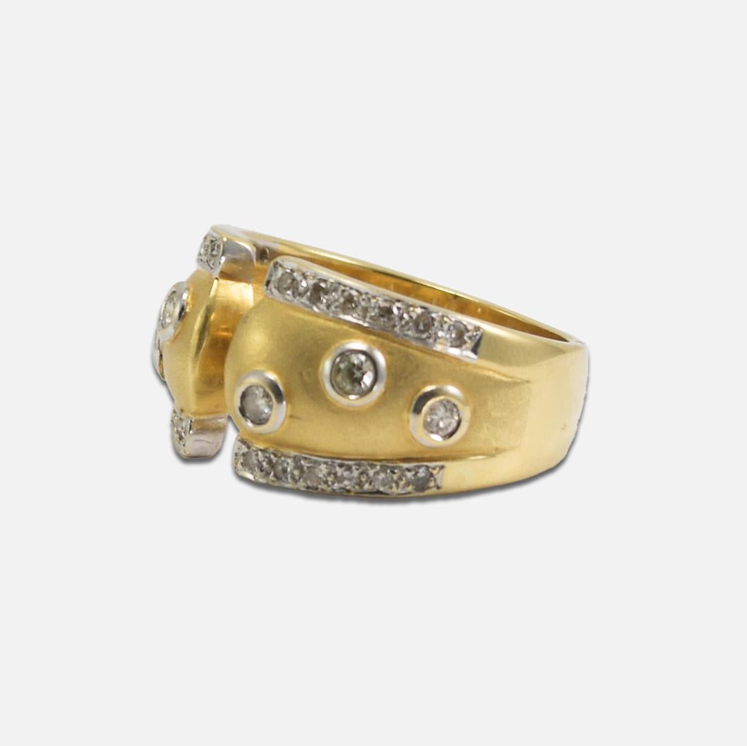 Women's or Men's 18K Yellow Gold Diamond Ring Band 0.35ct For Sale