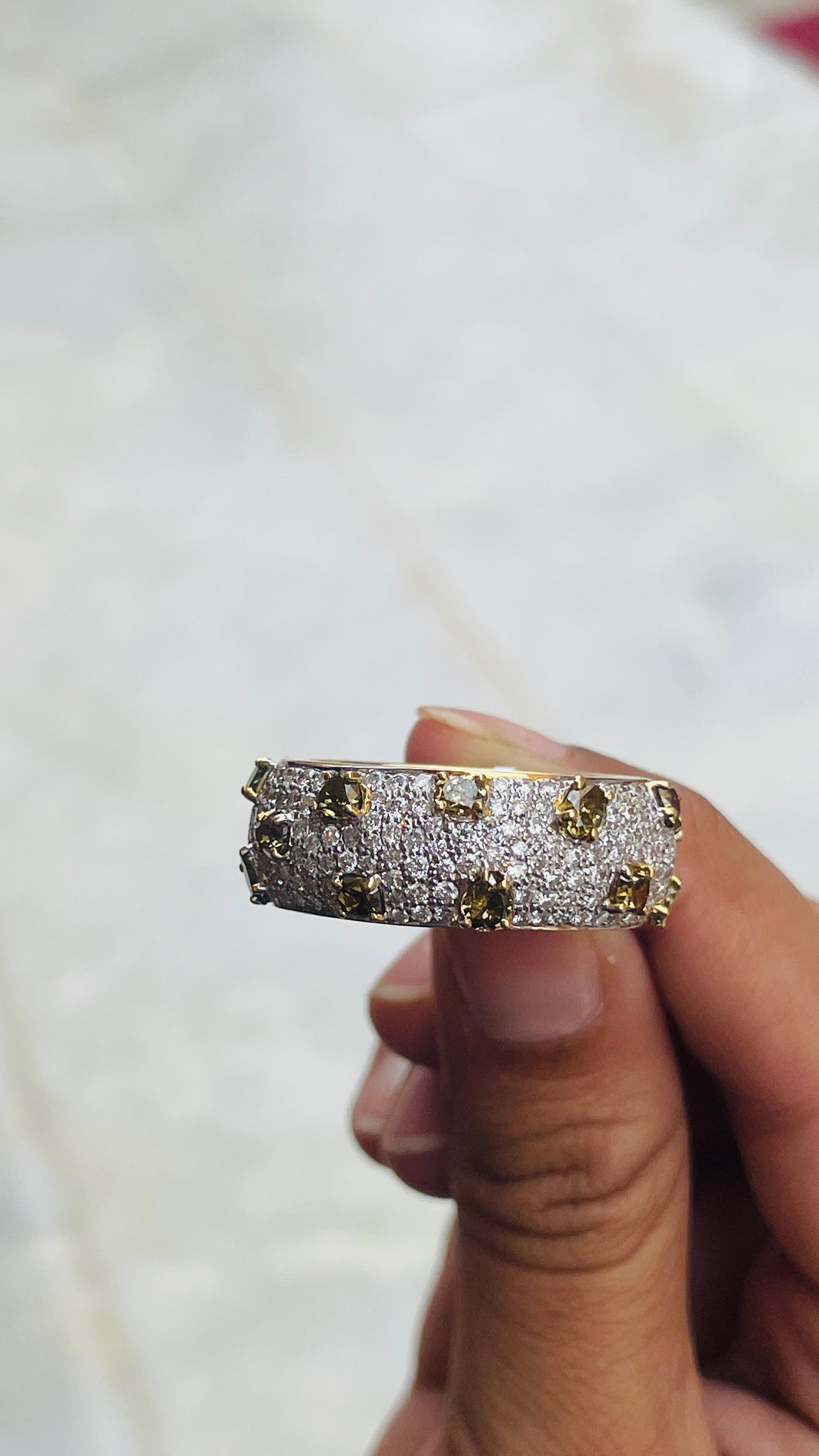 For Sale:  18 Karat Solid Yellow Gold 6.3 Carats Diamond Wedding Band Ring 10