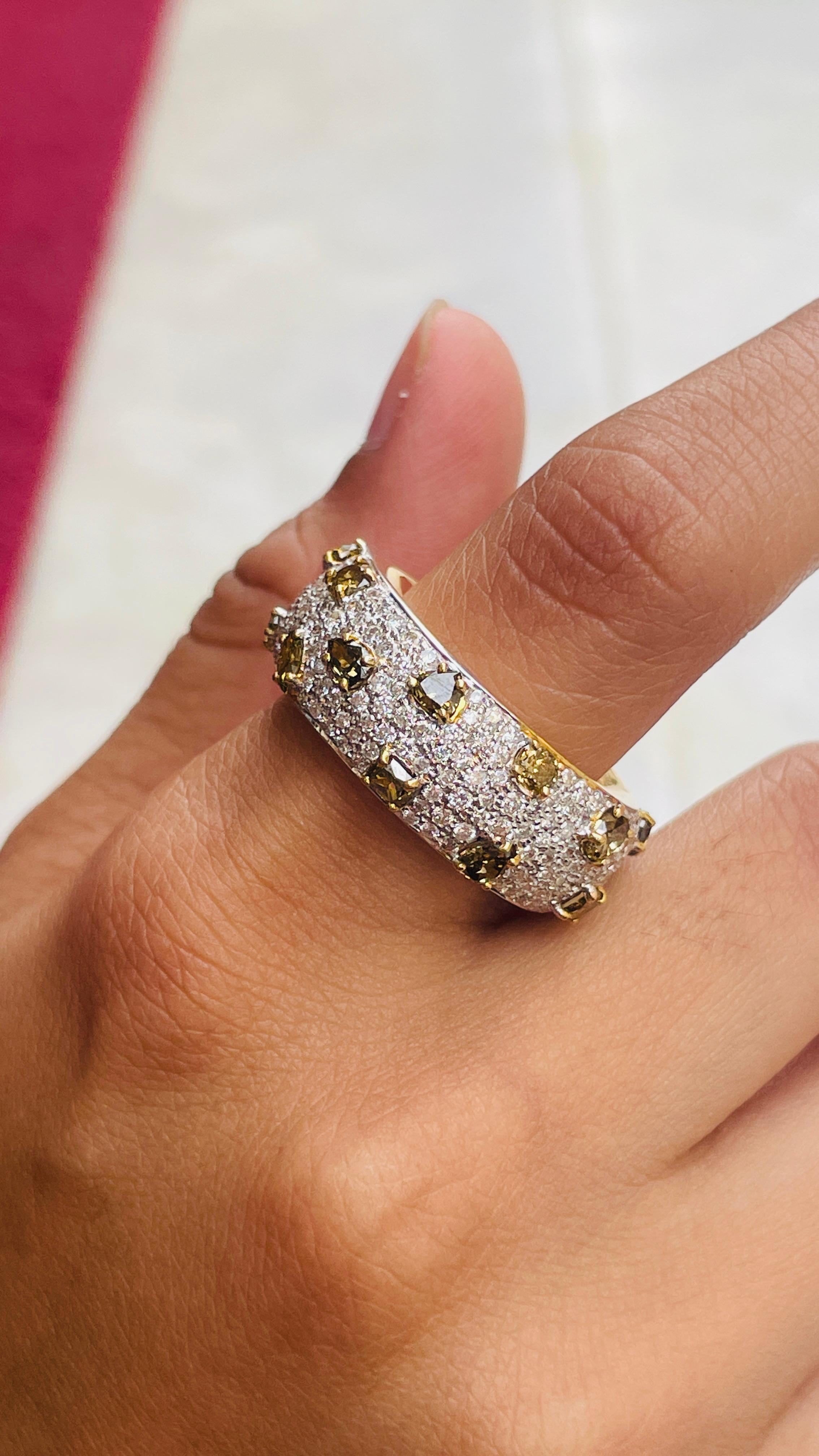 For Sale:  18 Karat Solid Yellow Gold 6.3 Carats Diamond Wedding Band Ring 7