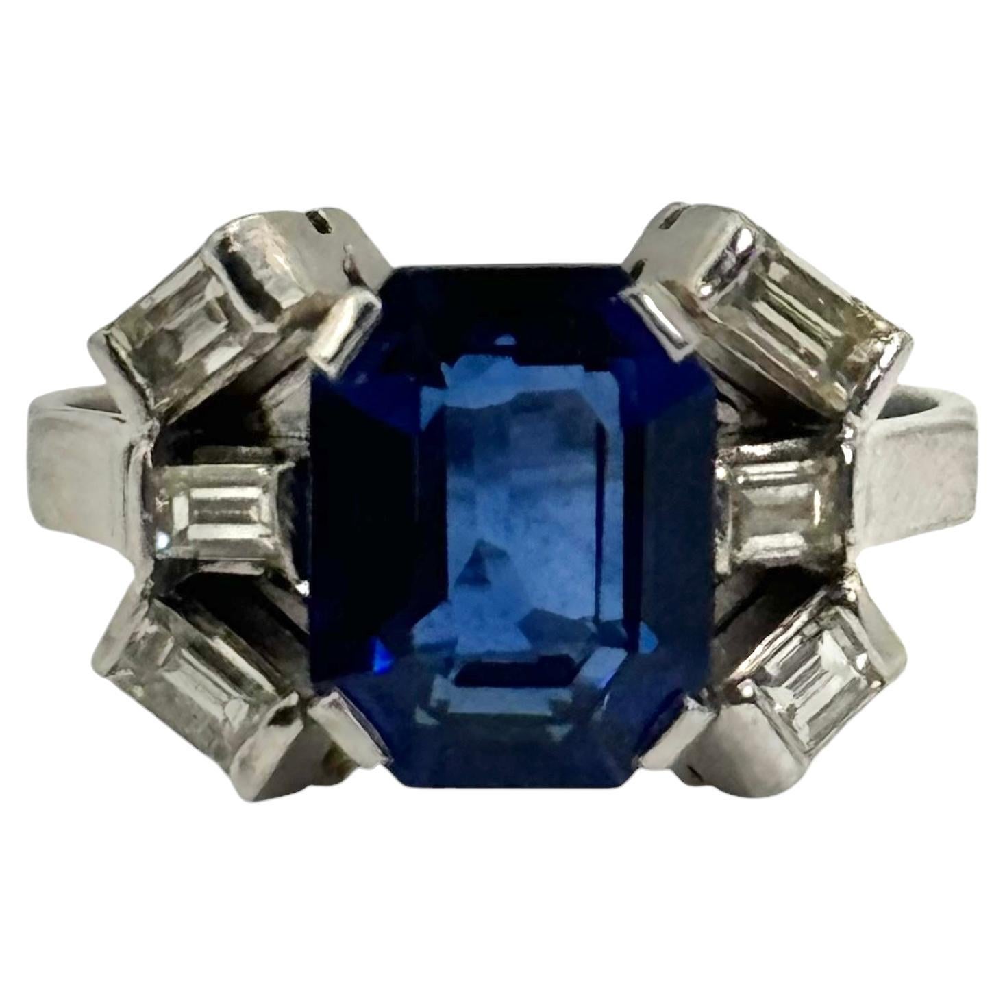 Platinum Sapphire Diamond Ring