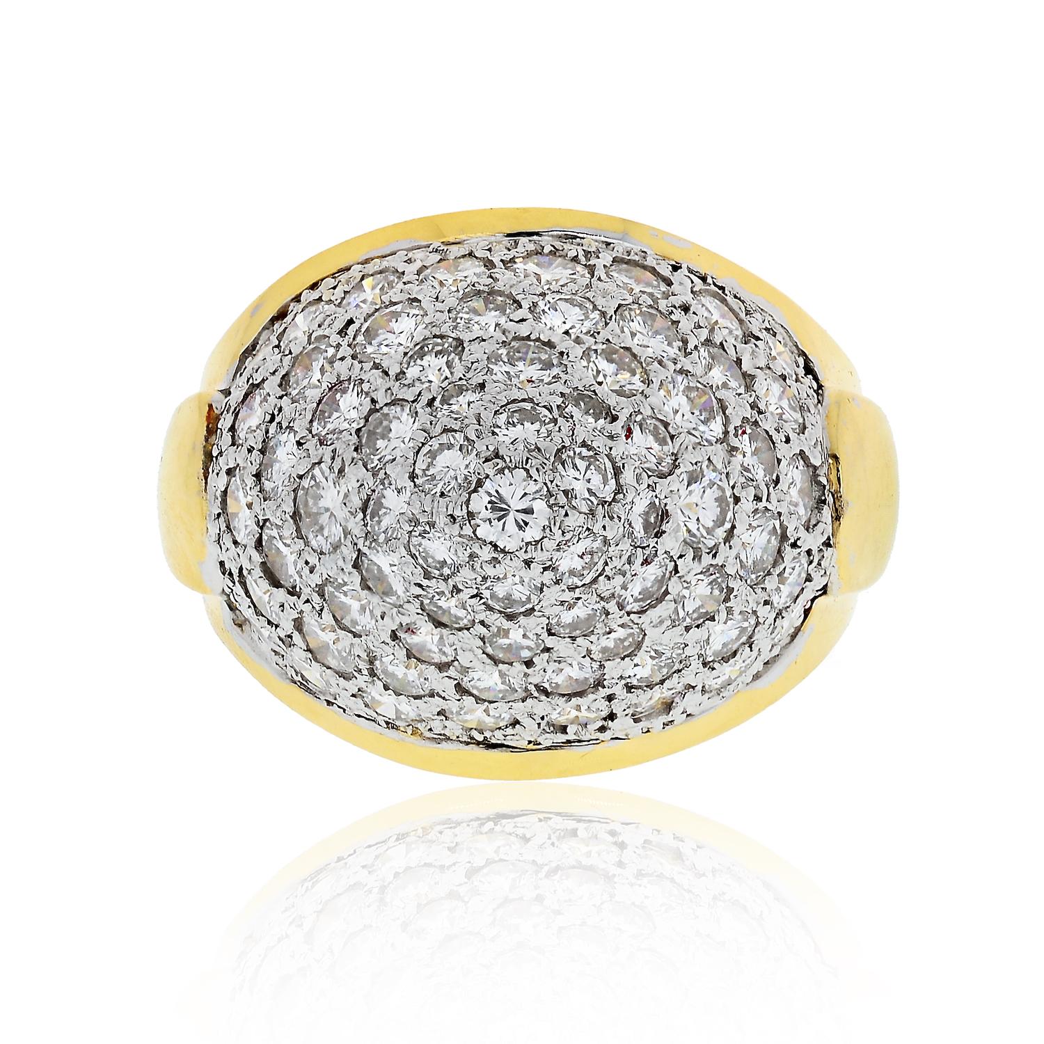 Vintage ring crafted in 18k yellow gold diamonds are set in platinum with approx. 4.50cts.