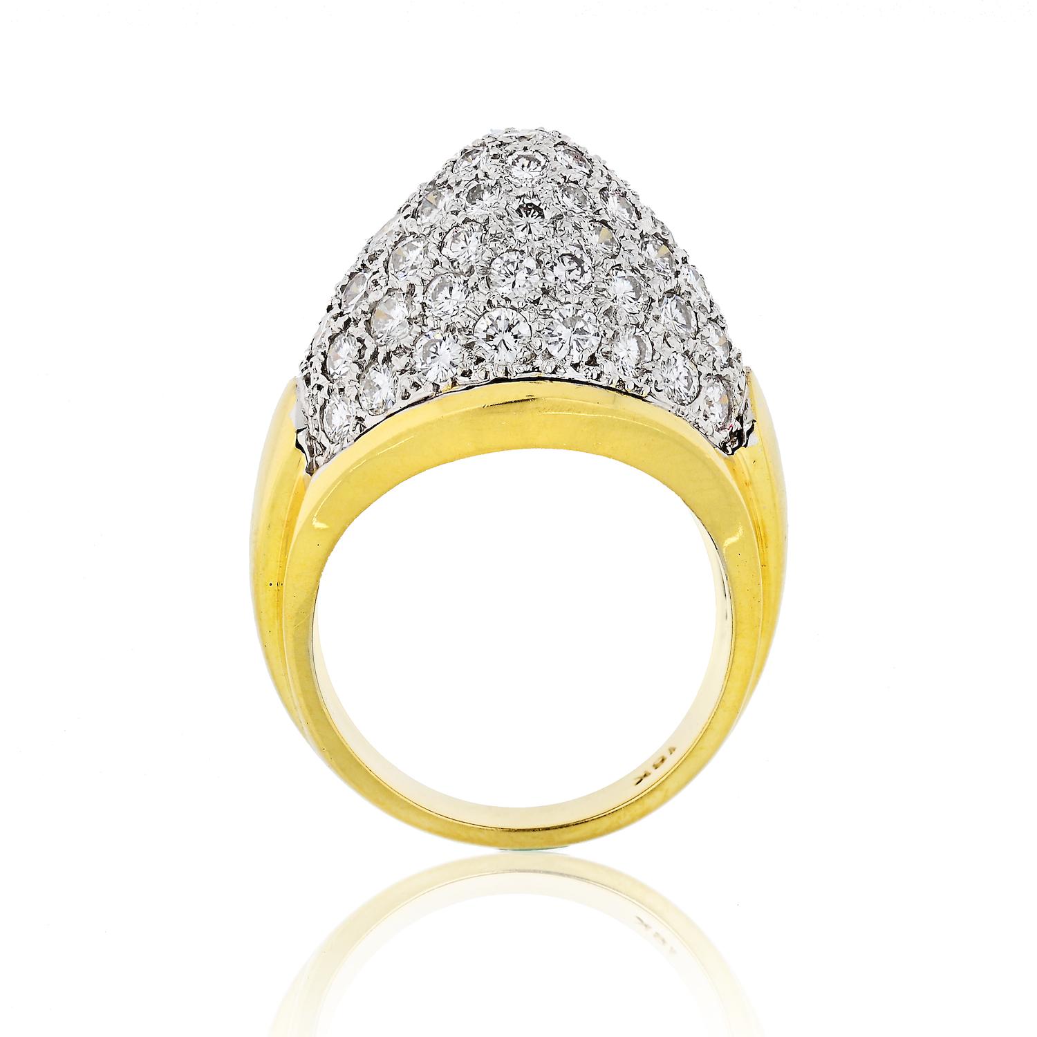 Modern 18 Karat Yellow Gold Diamond Ring from 1980s