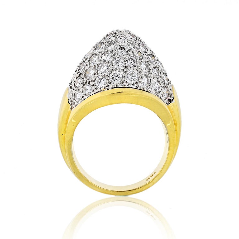 18 Karat Yellow Gold Diamond Ring from 1980s For Sale at 1stDibs