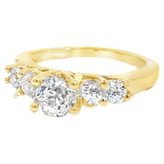 18k Yellow Gold Diamond Ring with Center Old-Cut Diamond