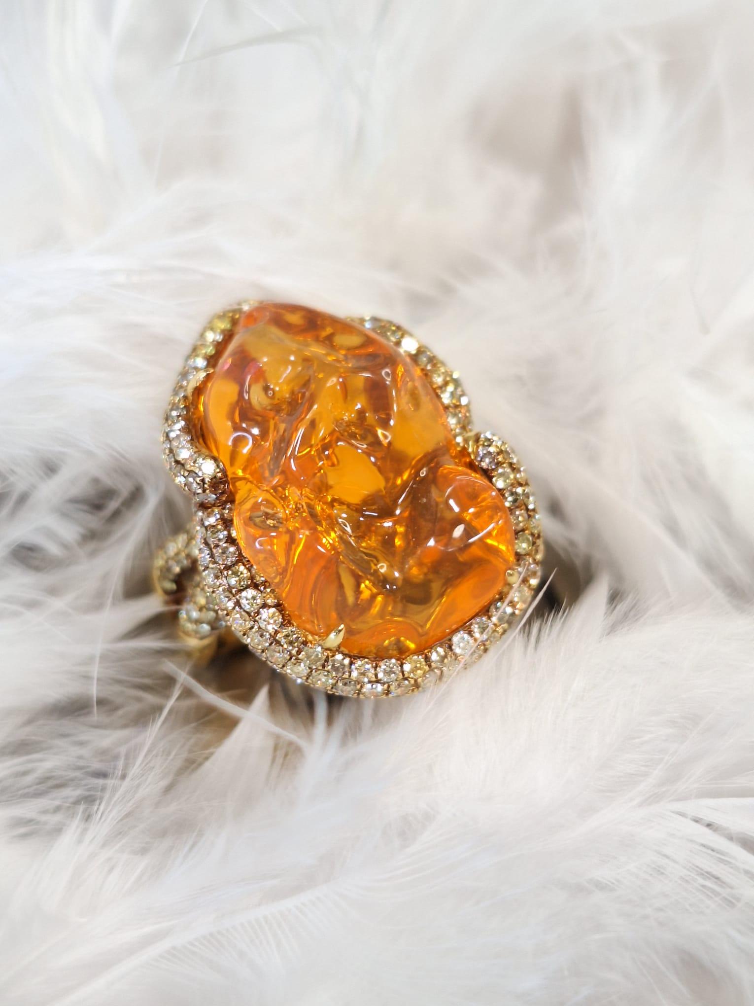 18 Karat Gelbgold Diamantring mit Opal im Angebot 5