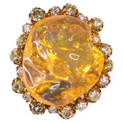18 Karat Gelbgold Diamantring mit Opal