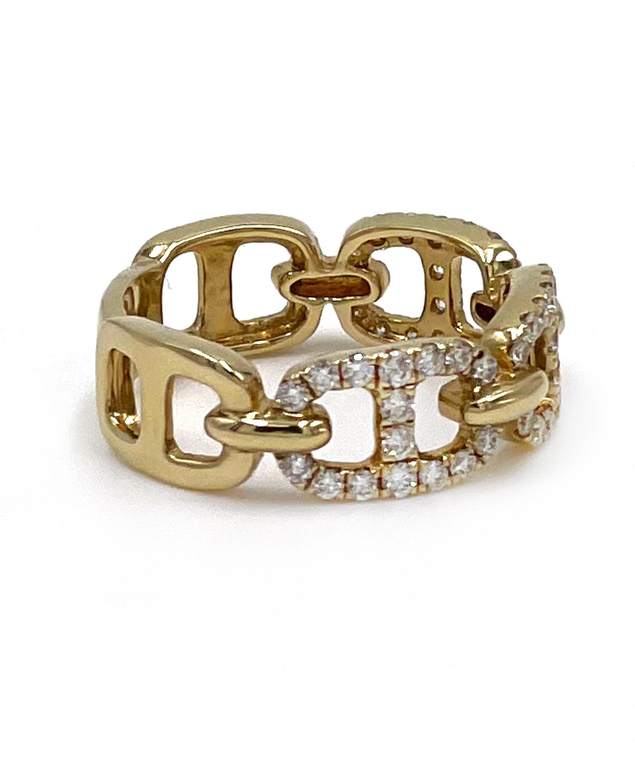 18K yellow gold ring with 48 round brilliant-cut diamonds totaling 0.55 carats.\

* Diamonds are G/H color, SI clarity.
