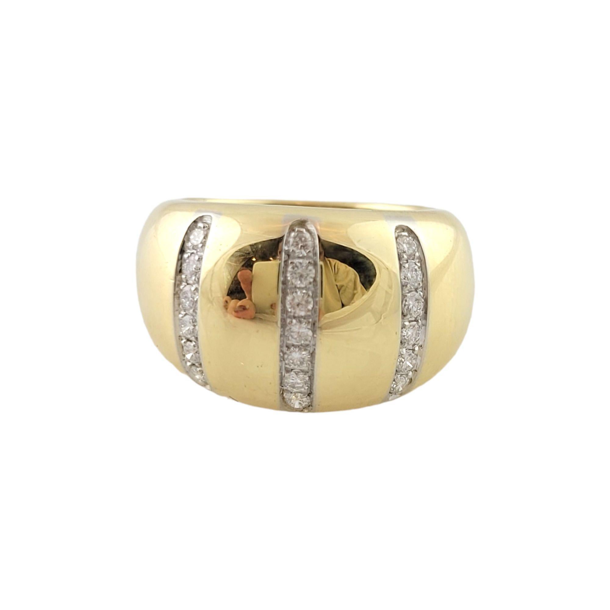 Round Cut 18k Yellow Gold Diamond Rounded Edge Dome Ring Band For Sale