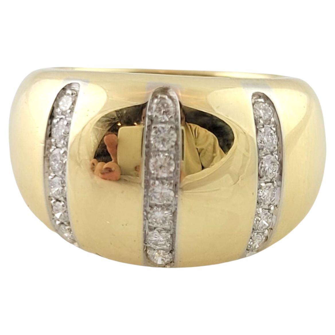 Anneau dôme en or jaune 18 carats à bord arrondi et diamants, taille 5,75
