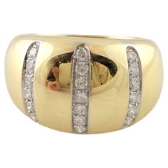 Vintage 18k Yellow Gold Diamond Rounded Edge Dome Ring Band