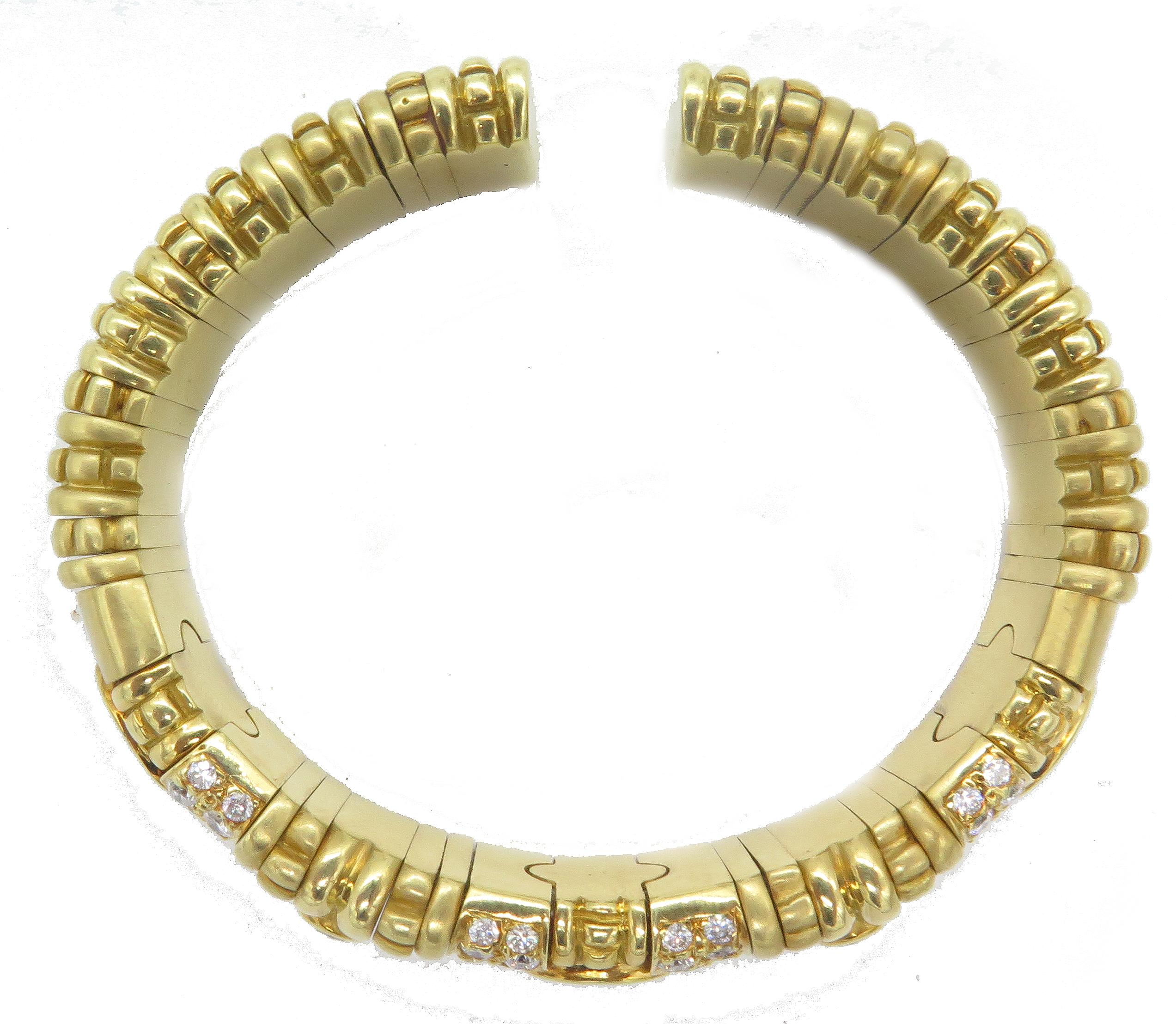 Taille ronde Bracelet en or jaune 18 carats, diamants et rubélite en vente