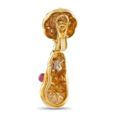 Boucles d'oreilles en or jaune 18K diamant, rubis, émeraude et perle MF41-022026