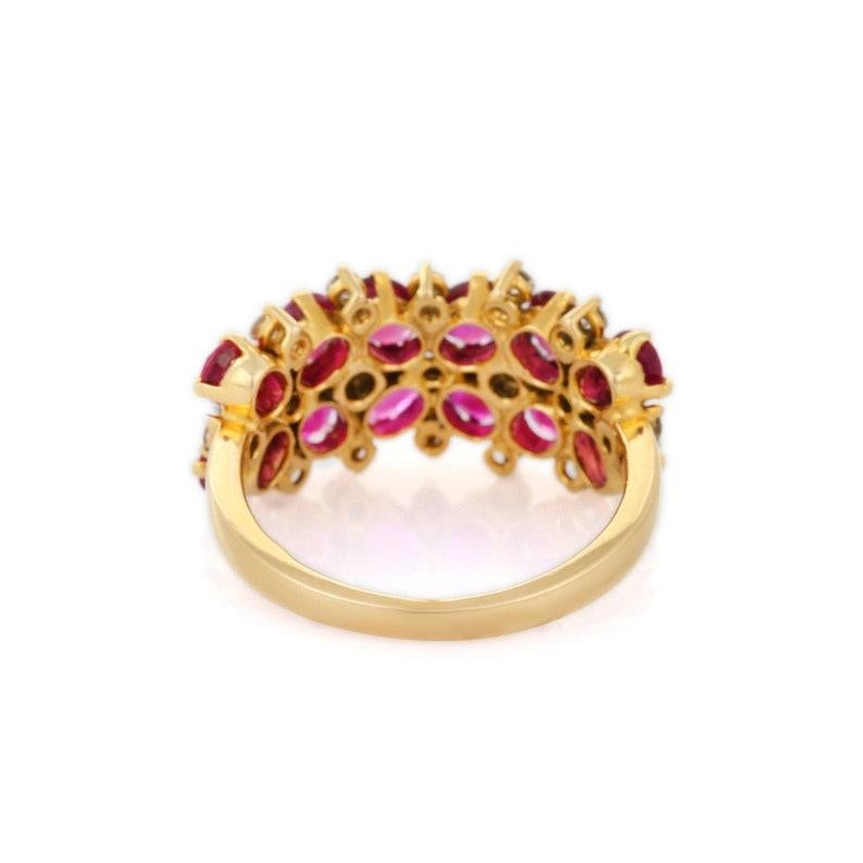 18kt Solid Yellow Gold Diamond Ruby Wedding Ring, Ruby Ring In New Condition For Sale In Houston, TX