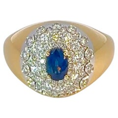 Anneau en or jaune 18 carats DIamants et saphirs