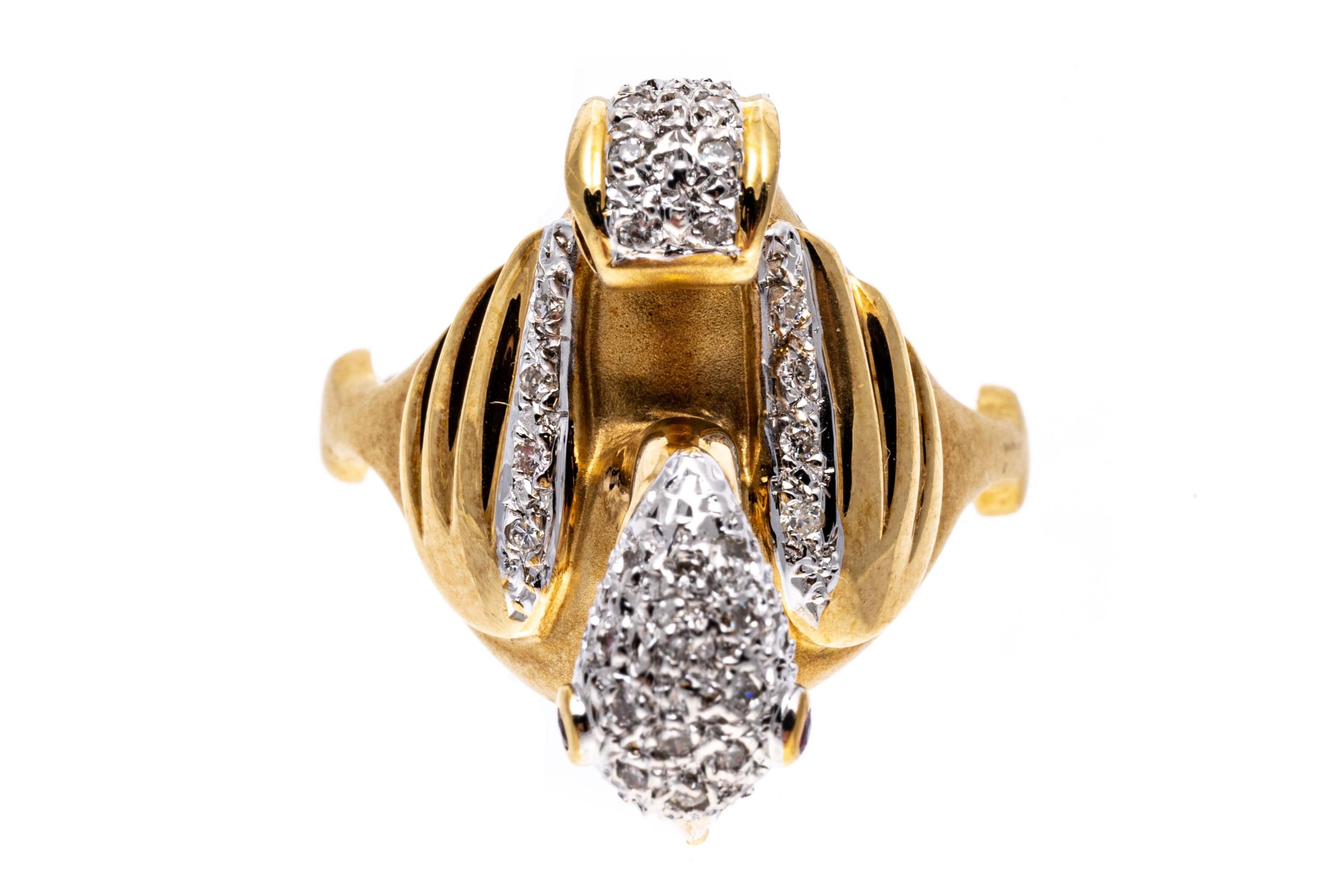 18k Yellow Gold Diamond Set Flamingo Ring For Sale 5