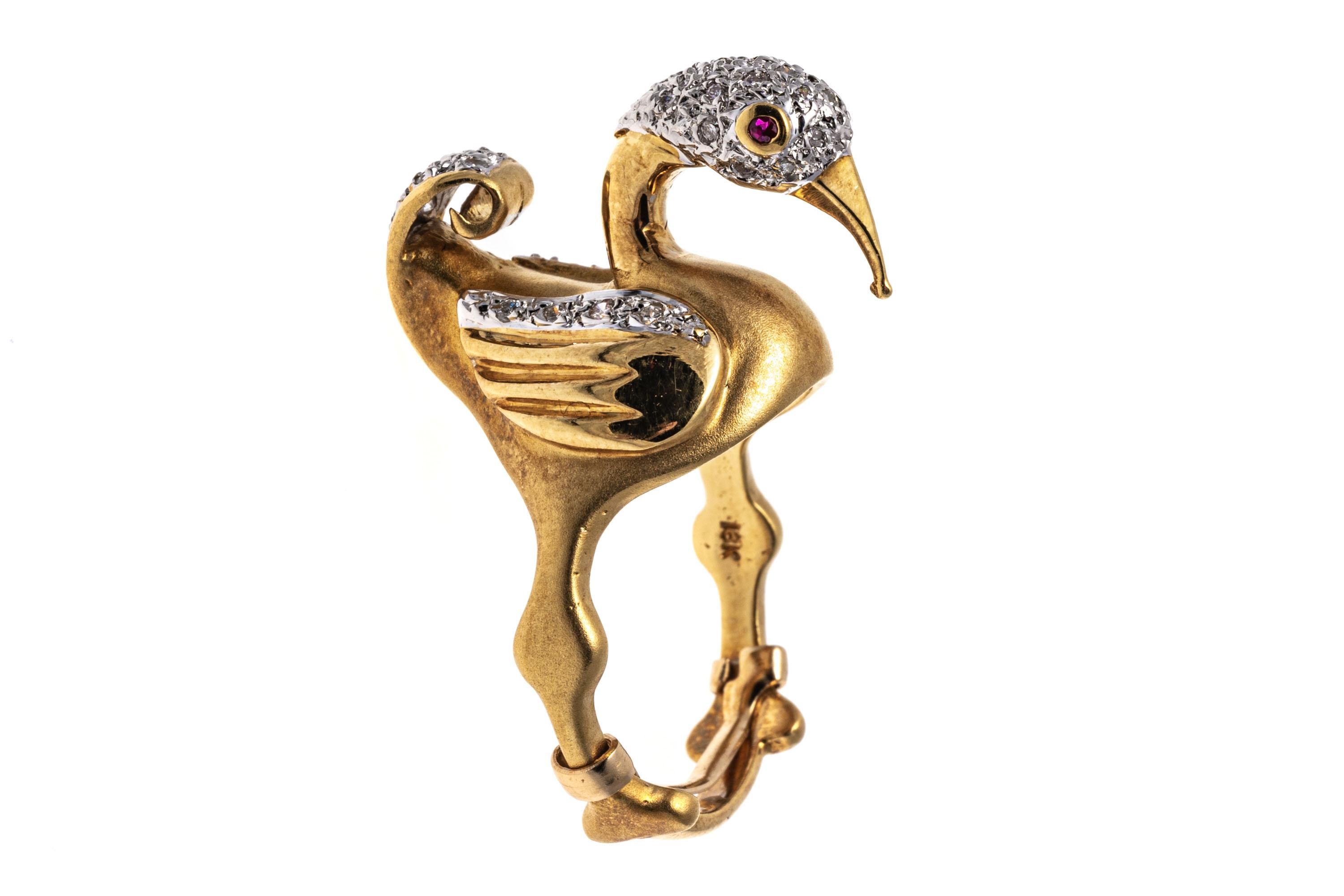 18k Yellow Gold Diamond Set Flamingo Ring For Sale 6