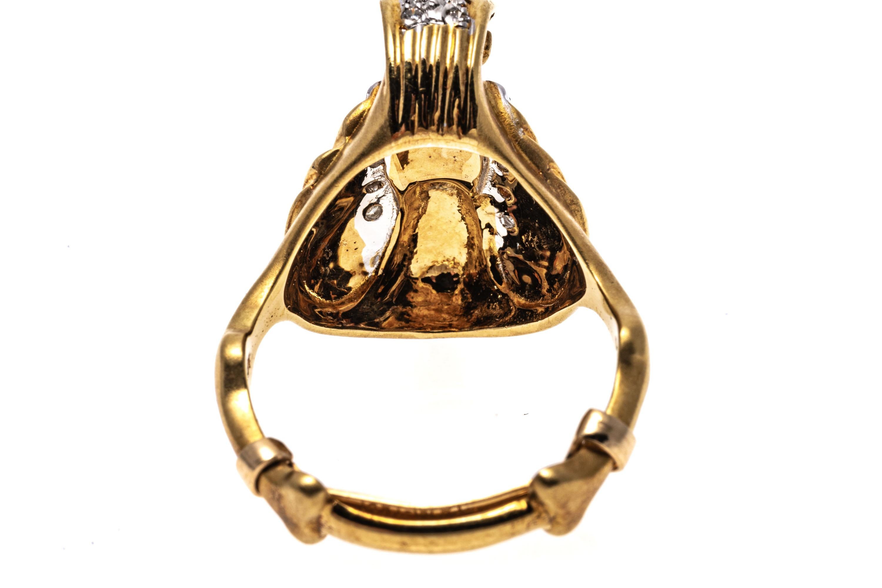 Women's 18k Yellow Gold Diamond Set Flamingo Ring For Sale