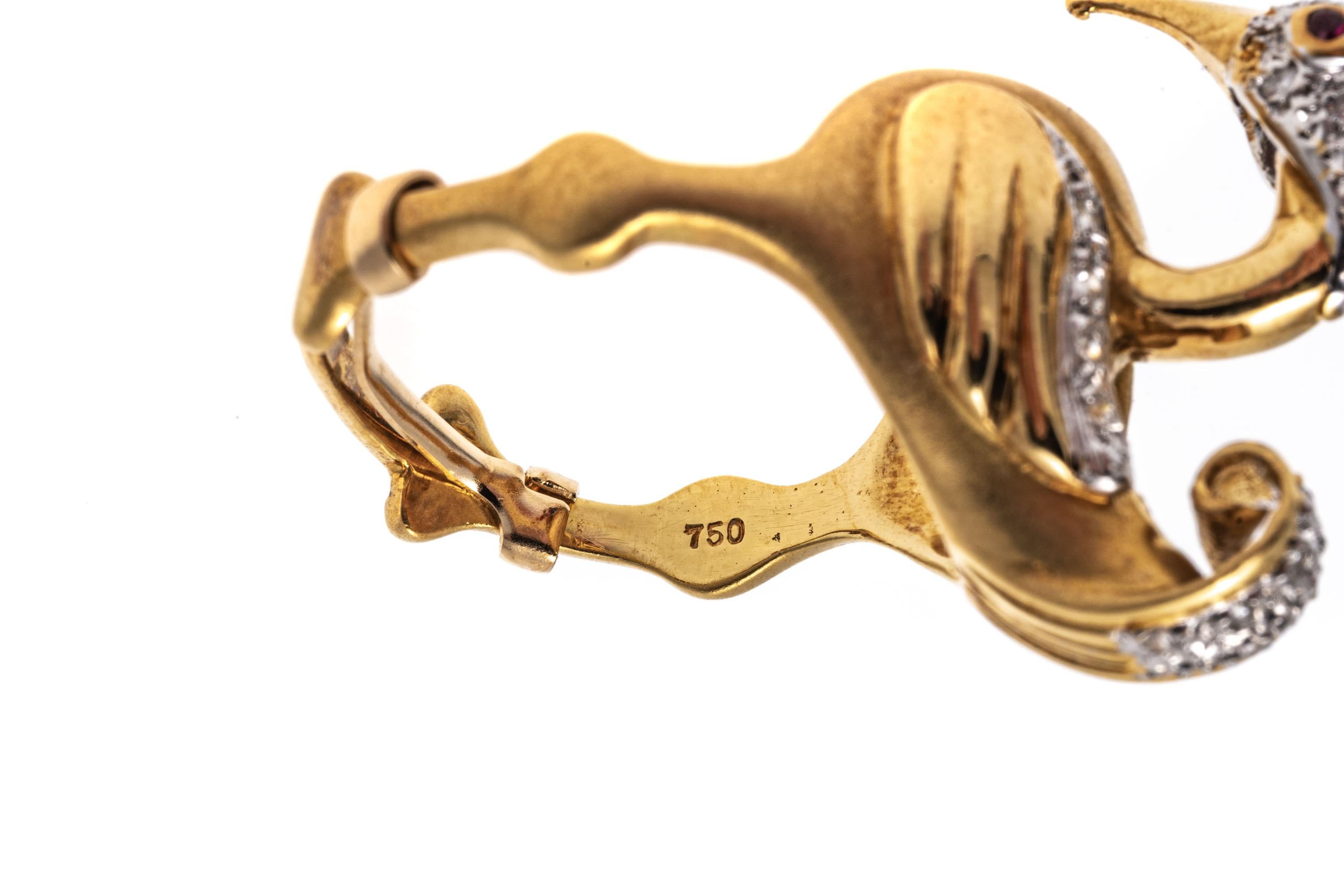 18k Yellow Gold Diamond Set Flamingo Ring For Sale 1