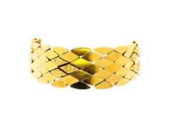 18K Gelbgold Diamantförmige Glieder mit vier floralen Mustern Italienisches Armband
