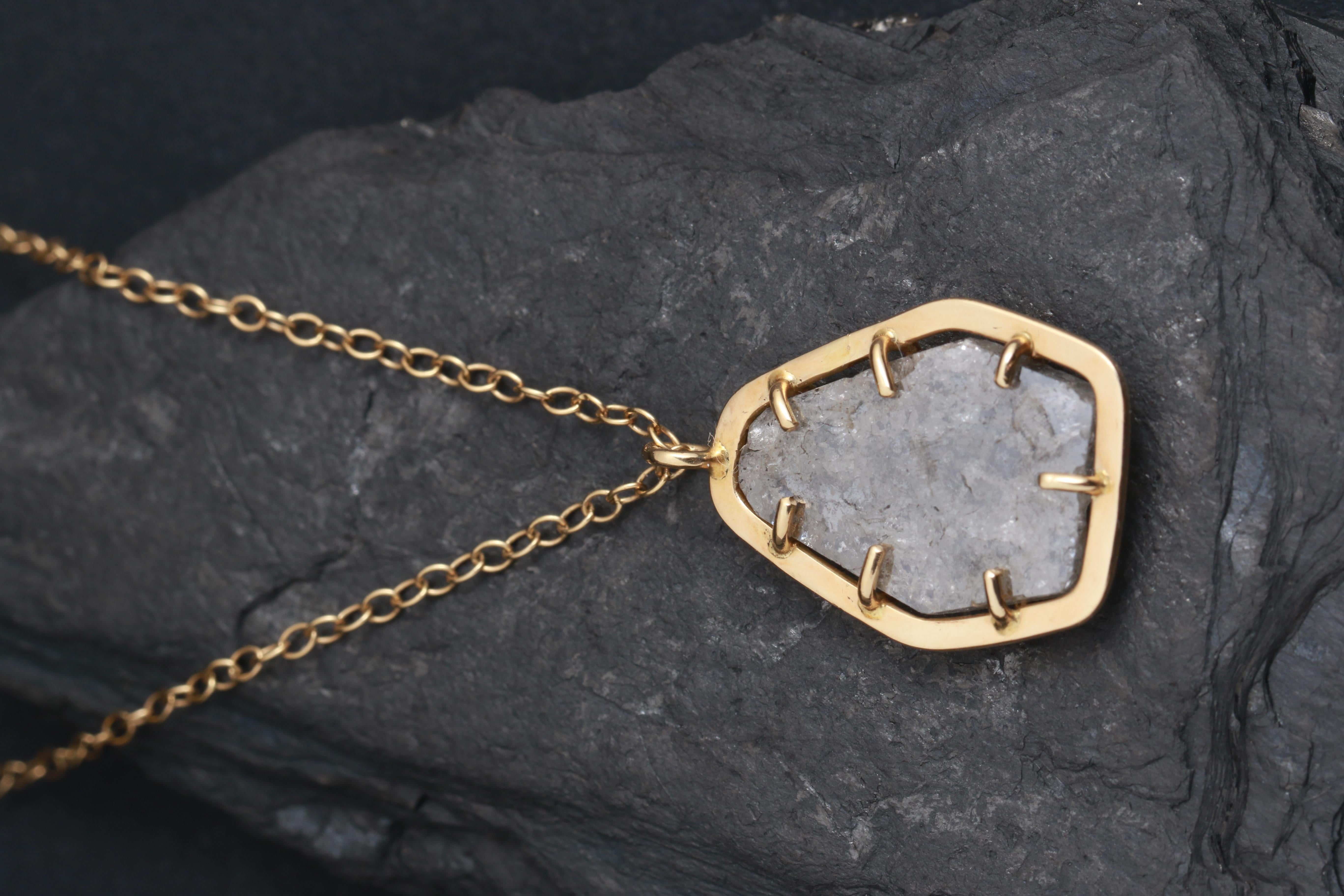 Shield Cut 18k Yellow Gold Diamond Slice Necklace