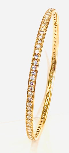 18 Karat Yellow Gold Diamond Slip-On Bangle Bracelet