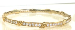 18 Karat Yellow Gold Diamond Slip-On Bangle Bracelet