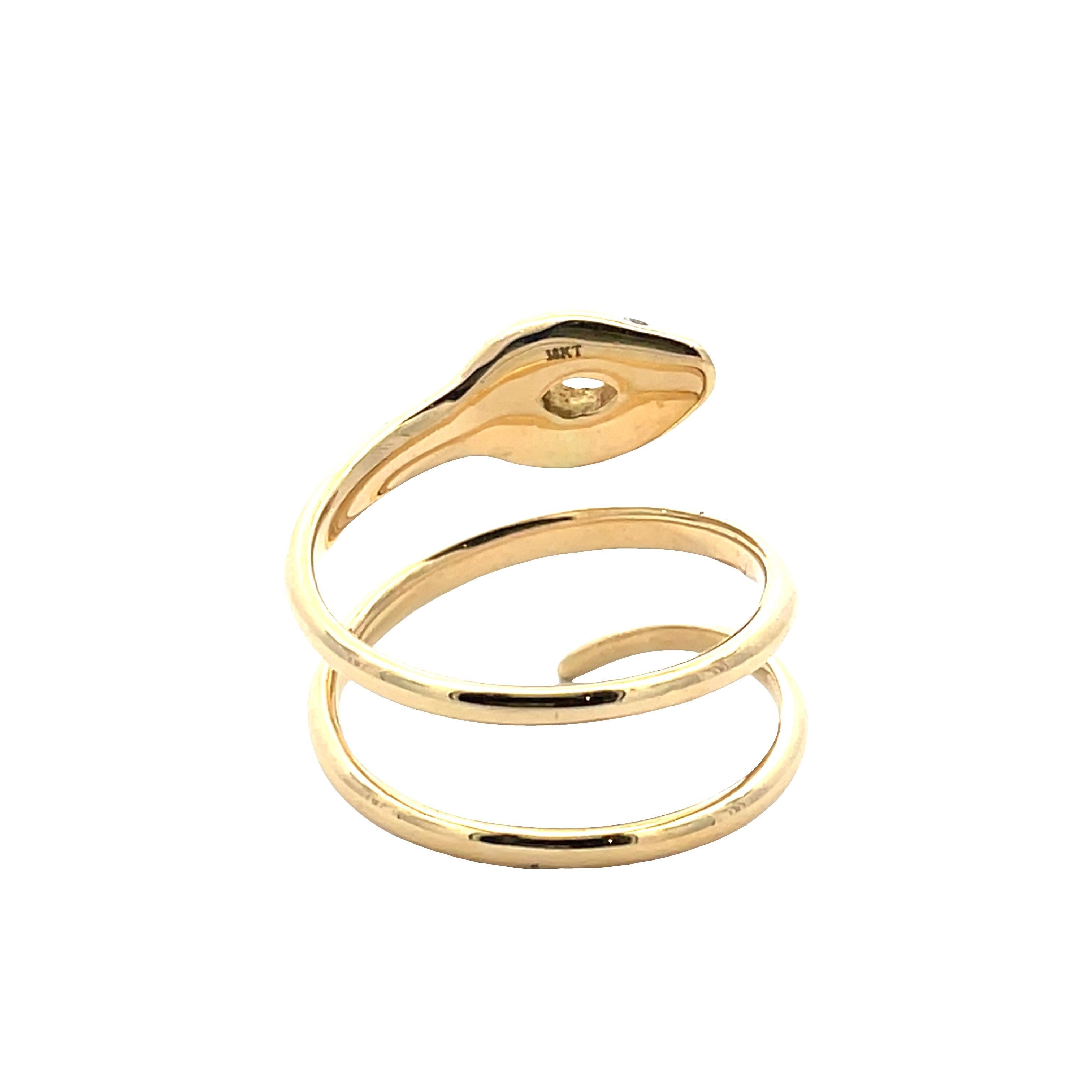 18k Yellow Gold Diamond Snake Ring - image 2