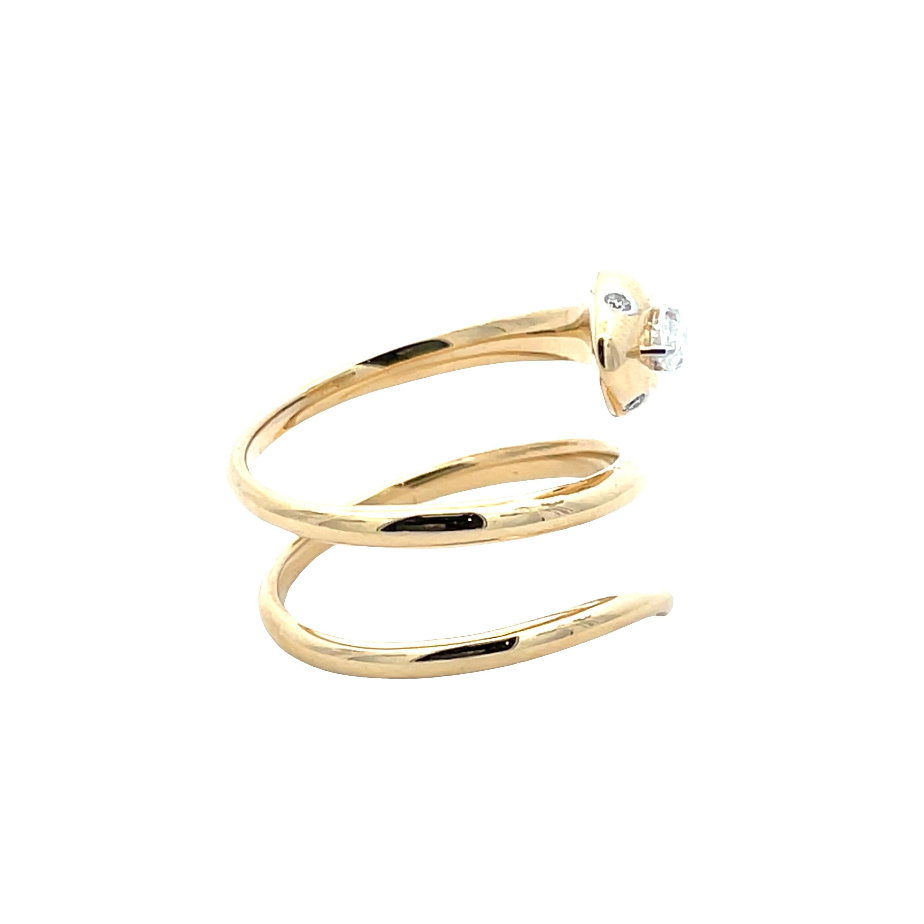 18k Yellow Gold Diamond Snake Ring - image 4