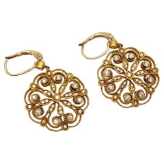18K Yellow Gold Diamond Snowflake Earrings