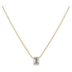 0.55 Carat Diamond Solitaire Pendant 18k Solid Yellow Gold Chain Necklace
