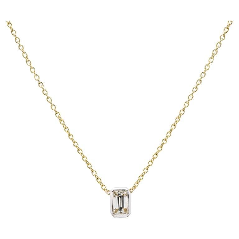 Colgante Solitario de Diamante de 0,55 Quilates Collar de Cadena de Oro Amarillo Macizo de 18k Corte octogonal en venta
