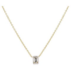 0.55 Carat Diamond Solitaire Pendant 18k Solid Yellow Gold Chain Necklace