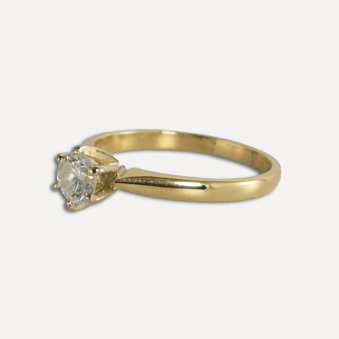 18K Yellow Gold Diamond Solitaire Ring 0.50ct For Sale 1