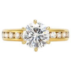 Bague solitaire en or jaune 18K avec diamant 1,78ct