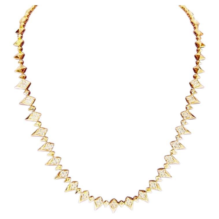 18K Gelbgold Diamant Spike Design Halskette 3,07 Karat
