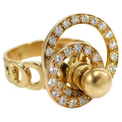 Vintage 18K Yellow Gold Diamond Spinner Ring, 1.00ct TDW, 9.9gr