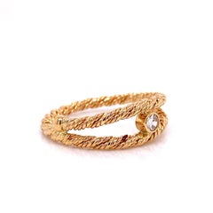 18 Karat Yellow Gold Diamond Split Shank Twist Ring
