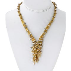 18K Yellow Gold Diamond Spray Necklace