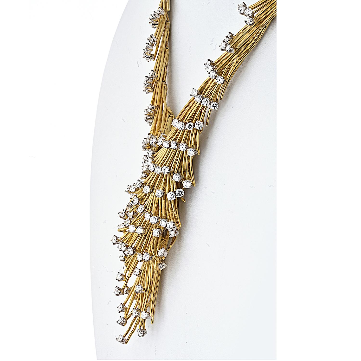 Collana Spray con diamanti in oro giallo 18K In condizioni ottime in vendita a New York, NY