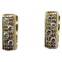 18K Yellow Gold Diamond Square Huggie Earrings #23298