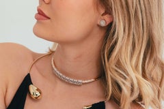18K Yellow Gold Diamond Statement Choker with Baguette & Round Diamonds