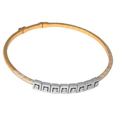 18K Yellow Gold Diamond Statement Choker with Baguette & Round Diamonds